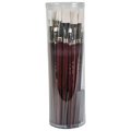 Sax Optimum White Synthetic Taklon Paint Brushes, Assorted Sizes, Red, Set of 72 PK 404679